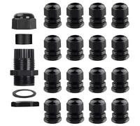 16 Sets Waterproof Nylon Cable Glands, Cable Gland, Plastic Nylon Compression Glands Connectors, Built-in Waterproof Gasket, Double The Waterproof Effect, Suitable Cable Connectors (PG9)