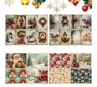 16 Sheet Christmas Scrapbook Paper,Christmas Scrapbooking Paperss Scrap Book Paperss Xmas Decorative Paper Pad,Santa Claus Pattern Papers Set for DIY Decoupage Papers Crafts Scrapbook Accessories