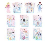 16 Sheet Shining Princess DIY Sticker Craft Kit | Make Your Own Princess Stickers for Girls | Suitable for Birthday Party Gifts, Classroom Rewards, Arts and Crafts, Scrapbooks, Etc