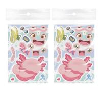 16 Sheets Axolotl Make a Face Sticker, Make Your Own Cute Axolotl Stickers Games, Cute Animal Mix and Match Art Craft Favor for Kids Birthday Party