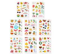 16 Sheets Children's Summer Stickers, Beach Stickers Waterproof Vacation Stickers for Kids Scrapbooking Laptop Computer Phone Summer Stickers Party Supply Envelope Card Hand -Cutting Book Decoration