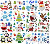 16 Sheets Christmas Window Stickers, Christmas Gel Clings