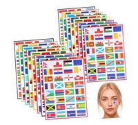 16 Sheets Country Flag Stickers PVC Removable Decals for Soccer