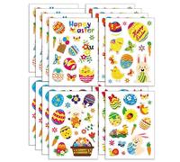 16 Sheets Easter Stickers, Easter Window Stickers, Self-Adhesive Tags Easter Decoration DIY, Easter Eggs, Baskets, Chicks, Flowers, Carrots Craft Stickers for Decorations
