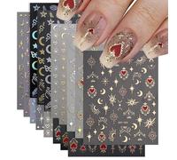 16 Sheets Elegant Gold and Silver Patterns with Star Moon Designs, Easy-to-use Patterns for Chic Designs at Home Salon, Perfect for Versatile Styles Transform Nails with Lasting Patterns