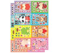 16 Sheets Kids Puzzle Sticker Set Cartoon Animal Theme Make A Face Stickers Kids Boys Girls Fine Motor Skills Reusable Sticker Set