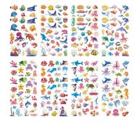 16 Sheets Ocean Sticker, Self-Adhesive Marine Life Stickers Featuring Turtles and Fish, Under The Sea Stickers for DIY Crafts, Ocean-Themed Parties, and Decorating Bottles and Refrigerators