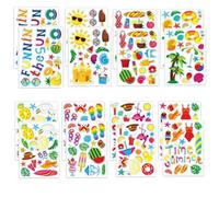 16 Sheets Summer Stickers for Kids Ravel Stickers for Scrapbooking Summer Theme Kids Crafts Travel Scrapbook Bowknot Scrapbook Gifts Party Bag (Type B Summer)