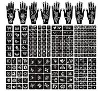 16 Sheets Temporary Tattoo Stencils Kit Reusable for Women Girls and Kids,200+ PCS Temporary Indian Arabian Glitter Airbrush Tattoo Stencils for Face Body Paint DIY
