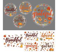 16 Sheets Thanksgiving Bobo Balloon Stickers with 20 Pieces of 18 Inch Transparent Bubble Balloons Fall Leaves Berries Pattern Stickers for Thanksgiving Home Party Decorations Suppliers