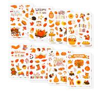 16 Sheets Thanksgiving Decals, 8 Designs Thanksgiving Clings Autumn Leaves Decal Animals Pumpkin Maple Leaf Stickers for Thanksgiving Supplies Home Decor