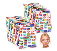 16 Sheets World Flag Stickers PVC Adhesive for Themed Party