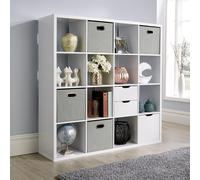 Home Source Cube Plus 16 Bookcase Shelving Storage Unit White, White
