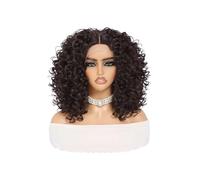 16“ Short Afro Kinky Curly Wig 13x4x1 inch Synthetic Lace Front Wigs For Women(Chocolate Brown)