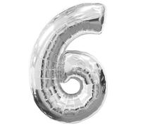 16" Silver Number 6 Foil Balloons Air Filled Self Inflating Birthday Anniversary Wedding Party Banner Decorations