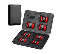 16 Slots Memory Card Case,1 Pcs Waterproof SD Card Case Holder for 8 Micro SD SDXC SDHC + 8 SD SDXC SDHC,Waterproof Shock Resistant Memory Card Storage Organizer(Black)