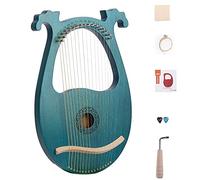 16 Steel String Solid Wood Mahogany Lyre Harp, Maple Bridge With Tuning Wrench, Unique Patterns, Carved Phonetic Symbols, With Tunning Wrench, Extract Strings (Color : Green)