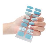 16 Sticker Semi Cured Gel Polish Strips Gel Full Wraps Strips Gel Stickers LED Lamp Required Wrap