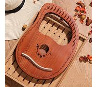 16 String Lyre Harp Mahogany Solid Wood String Instrument for Music Lovers Beginners Adults, with Carrying Case/Tuning Key/Spare String/English Instruction Manual