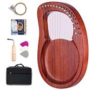 16 String Lyre Harp Mahogany Solid Wood String Instrument, with Carrying Case/Tuning Key/Spare String/English Instruction Manual, for Music Lovers Beginners Adults