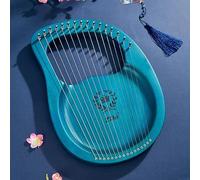 16 String Lyre Harp, May Body with Maple Saddle, Portable Greek Harp for Beginners, Includes Tuning Wrench, Pic, Carry Bag and Accessories, Blue