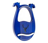 16 String Lyre Harp, Solid Mahogany Portable Harp with Deer Antler Design, Complete Set with Tuning Wrench & Picks for Beginners, Adults, Gifts, Blue