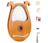 16 String Lyre Harp, Solid Wood Mahogany With Tuning Wrench, Unique Patterns, Carved Phonetic Symbols, Exquisite Carvings, Best Gift For Children, Adults (Color : Natural)