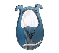 16 Strings Lyre Harp Mahogany Body String Pick Set Pickup 16-Metal-String Solid Wood With Tuning Wrench for children beginners adults bands professionals etc (Blue with deer pattern)