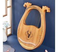 16 Strings Lyre Harp with Spare Strings, Tuning Wrench Lap Harp for Music Enlightenment Mini Harp Stringed Instrument(Log)