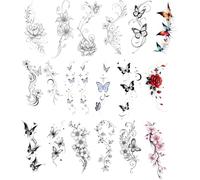 16 Succubus-Themed Fresh Girl Butterfly Tattoo Stickers With Water Transfer To Cover Scars