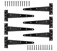16" T Hinges for Wooden Gates & Barn Doors Black Wrought Iron Hinges for Sheds & Fences Heavy-Duty Metal Strap Hinges with Screws Included Rustproof & Weather-Resistant for Indoor & Outdoor Use