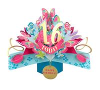 16 Today Happy 16th Birthday Pop-Up Greeting Card Love Kate's Pop Up Cards Her