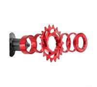 16 Tooth or 18 Tooth Freewheel Cog for Single Speed Bicycles CNC Machined Aluminum with Spacer and Lockring Assembly (Red-16T)