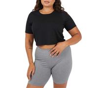 (16 UK, Black) Brave Soul Womens/Ladies Plain Plus Crop T-Shirt