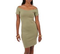 (16 UK, Khaki) Brave Soul Womens/Ladies Off Shoulder Short-Sleeved Bodycon Dress