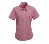 (16 UK, Red/White) Premier Womens/Ladies Gingham Short-Sleeved Shirt