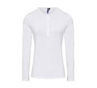 Premier Womens/Ladies Long John Plain Roll Sleeve T-Shirt (White) - Size 16 UK