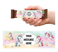16 Unicorn Personalised Sweet Chocolate Bar Packaging Label Stickers 9.1cm - Custom Paper Labels for Party Sweets & Favours
