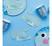 16 Whale Paper Napkins, Under The Sea Birthday Party Tableware, Childrens Seaside Party Tableware, 1st 2nd Birthday Party