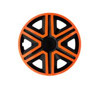 16" HUB CAPS 15 Inch Wheel Trims HQ ABS Plastic Universal Push-In Set of 4 ACTION ORANGE/BLACK