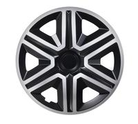 16" Wheel Covers Hub Caps Universal 4-Piece Set Weather Resistant Silver Black