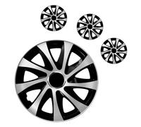16" Wheel Trims Covers Extra Silver-Black Hub Caps 16 Inch Drift 4-Pcs Set