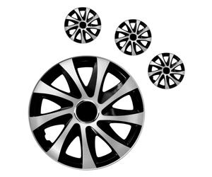 16" Wheel Trims Covers Extra Silver-Black Hub Caps 16 Inch Drift 4-Pcs Set
