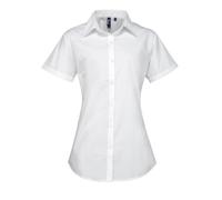 (16, White) Premier Womens/Ladies Supreme Heavy Poplin Short Sleeve Work Shirt