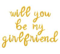 16" Will You Be My Girlfriend Letter Balloons Italic Mylar Foil Mylar Balloon Valentines Day Banner (Gold)