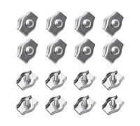 16 wire rope clips, stainless steel fastening clips, simplex clips, rigging fasteners, for clothesline, banner, awning fastening (M2)