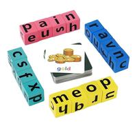 16 Wooden Cube Puzzle, Hilloly Wooden Blocks Spelling Game, Colorful Spelling Word Games for Kids Matching Letter Game English Words Spelling Game Wooden Matching Letters Toy Alphabet Puzzle
