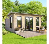 16 x 10 Powersheds Apex Log Cabin In 44mm Log Thickness with uPVC - Doors central