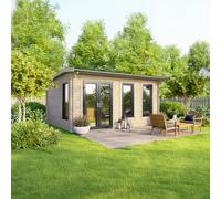 Powersheds Apex Roof Log Cabin 16ft x 10ft (Doors to Left) 44mm Log Thickness