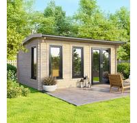Powersheds Apex Roof Log Cabin 16ft x 10ft (Doors to Right) 44mm Log Thickness